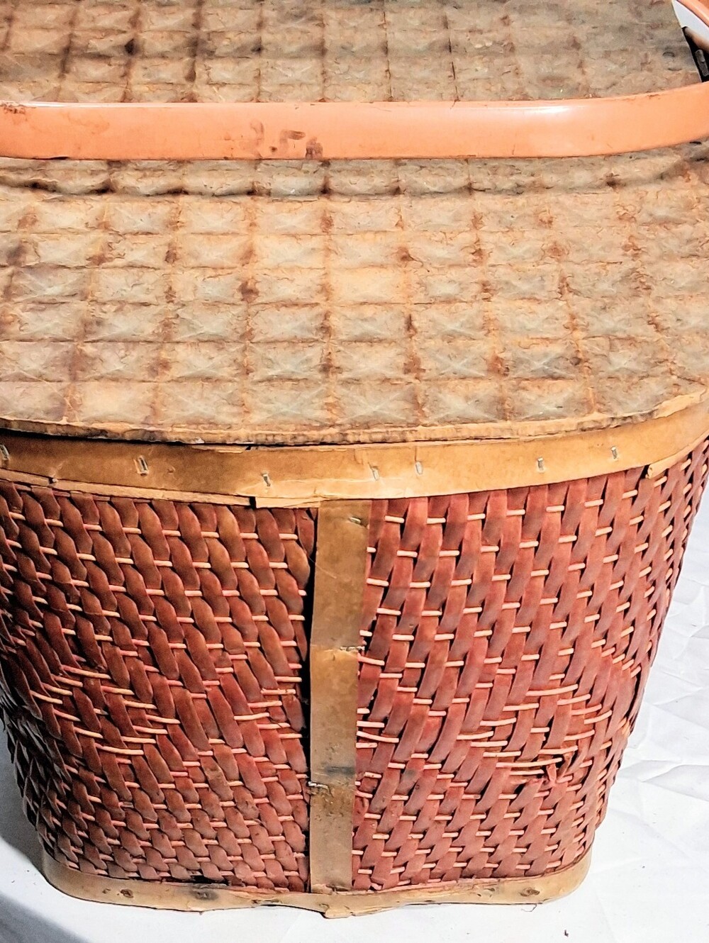 Vintage Mid Century Redman Woven Picnic Basket/Hamper Has Identifying Stamp - Picture 11 of 15